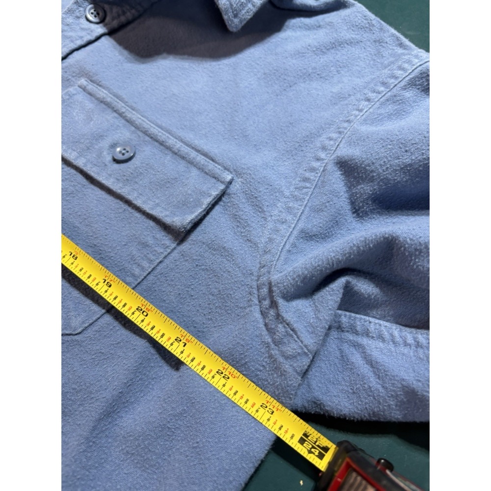 Vintage LL Bean Chamois Cloth Shirt Men's Large Tall Light Blue Heavy Cotton - Picture 8 of 9